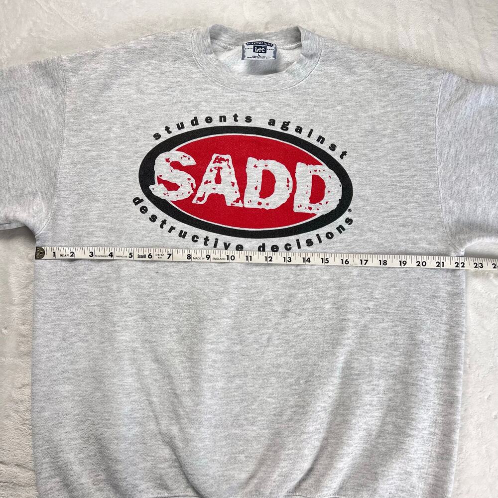 SADD Vintage Lee Tag Gray sweatshirt size Large students against destructive - Picture 6 of 6